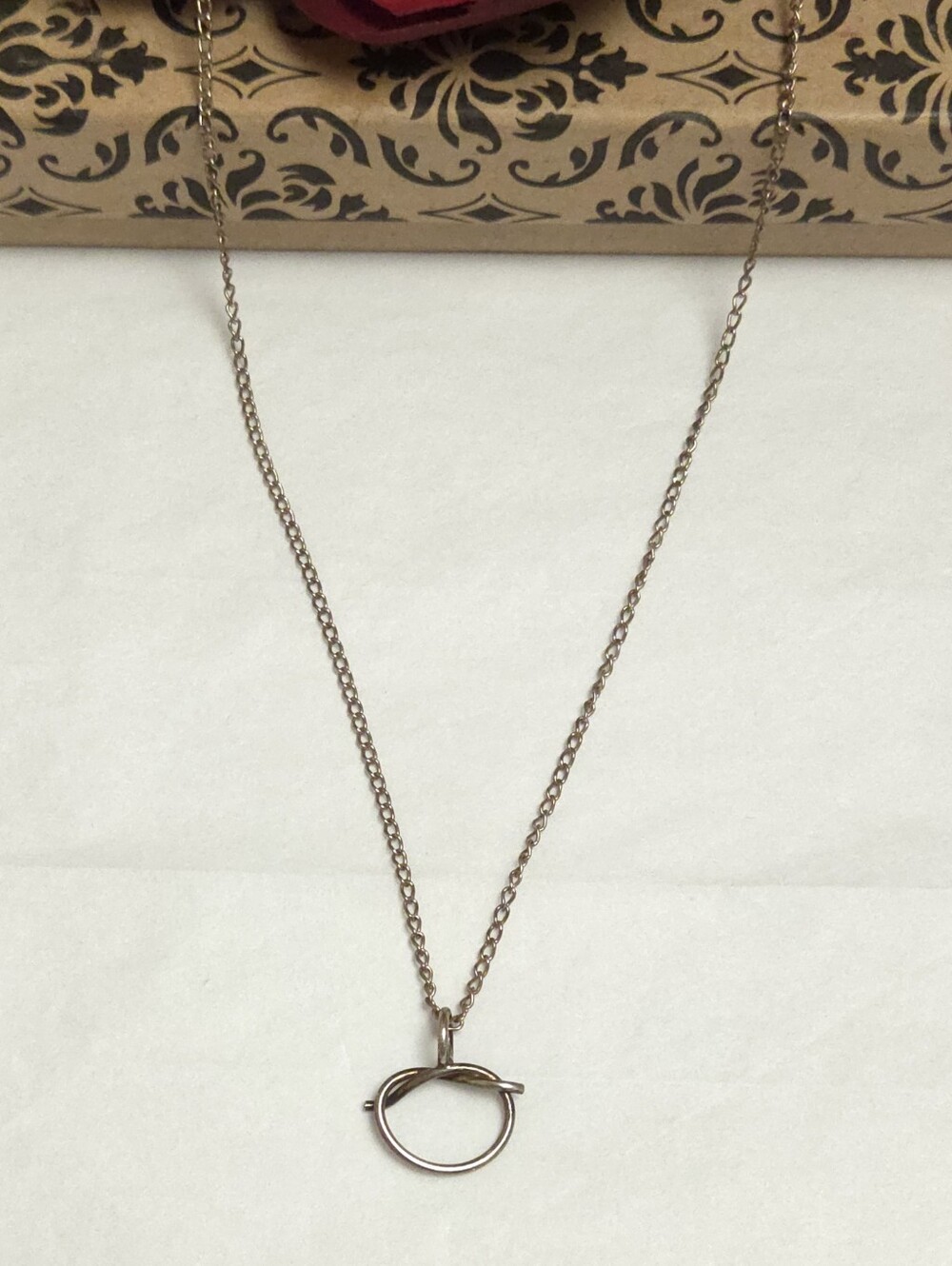 Vintage Sterling Silver Knot Pendant Necklace 20" Long Marked Sterling
